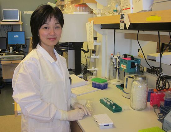 Ping Mamiya in genome sciences lab